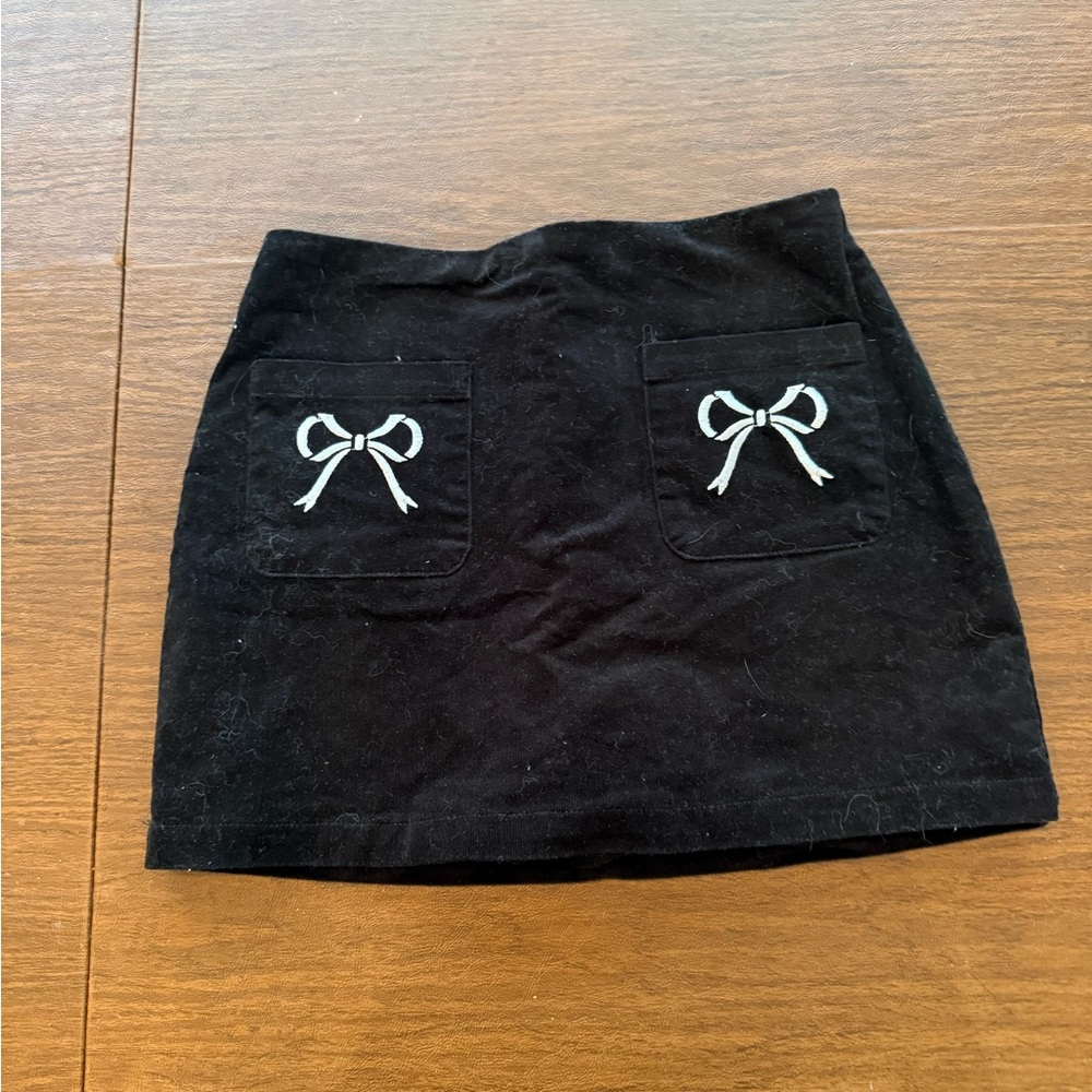 Altar'd State Black Mini Skirt with Bow Details